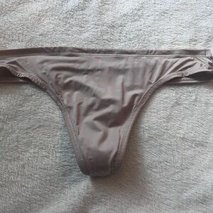 Cream Sheer Satin Thong panties XS